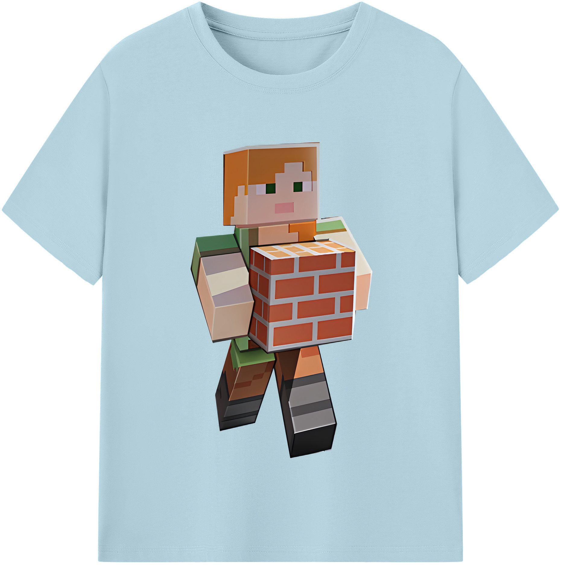 （画像用） マインクラフト ブロックの世界 Minecraft MC Block world 綿100％半袖Tシャツ（フロントプリント）